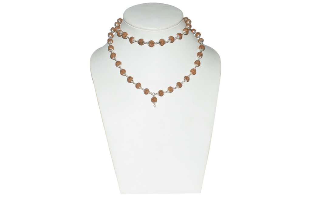 7 Mukhi Rudraksha Mala/ Seven Face Rudraksha Rosary/ Maha Laxmi Mala 54+1 - Made in Pure Silver