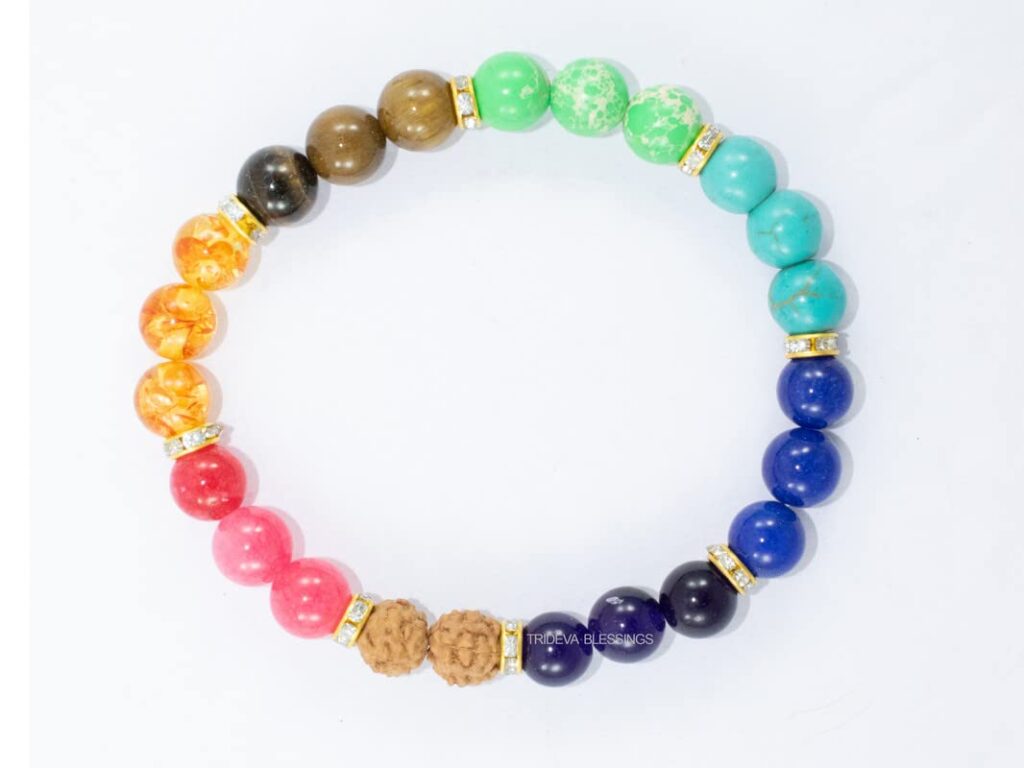 Rudraksha and Stone Semiprecious Stone Bracelet