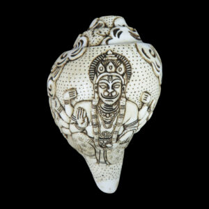 Lord Hanuman Ji carved in Vamavarti Left hand Shankh