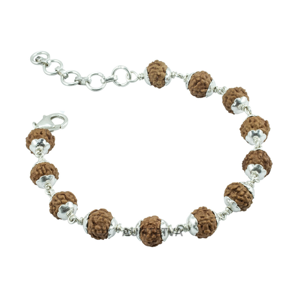 7 Mukhi Rudraksha Bracelet/ Maha Laxmi Bracelet / Seven Face Rudraksha Bracelet - Made in Pure Silver