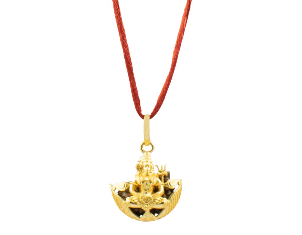 1 Mukhi Rudraksha Shiv Pendant (Golden Brass Cap)