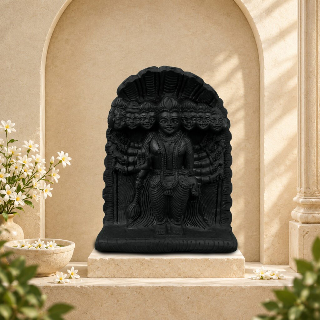 Lord Vishnu in Vishvarupa Form on Natural Shaligram Stone (Piece 2)