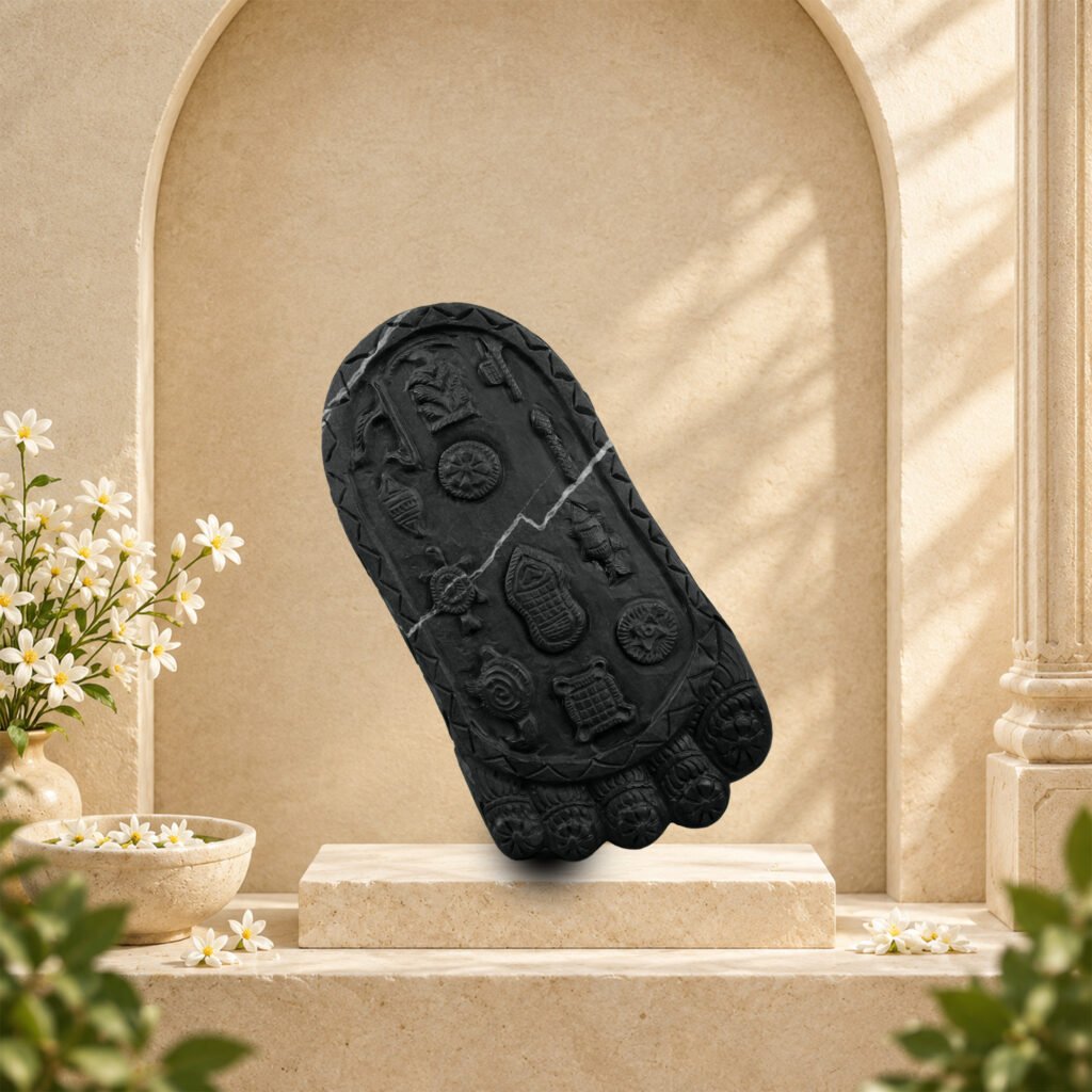 Lord Vishnu Charan Paduka on Natural Shaligram Stone