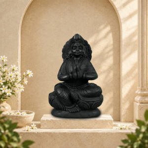 Sitting Hanuman Ji in Namaskar Mudra on Natural Shaligram Stone