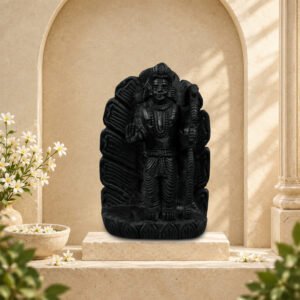 Standing Hanuman Ji with Gada on Natural Shaligram Stone (Piece 1)