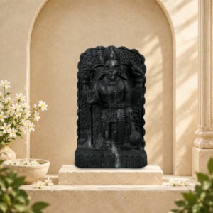 Standing Hanuman Ji with Gada on Natural Shaligram Stone (Piece 2)