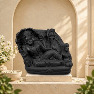 Sleeping Vishnu Laxmi Ji with Brahma Ji on Natural Shaligram Stone (Piece 1)