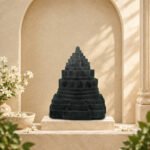 Meru Shri Yantra Carved on Natural Shaligram Stone (Piece 1)