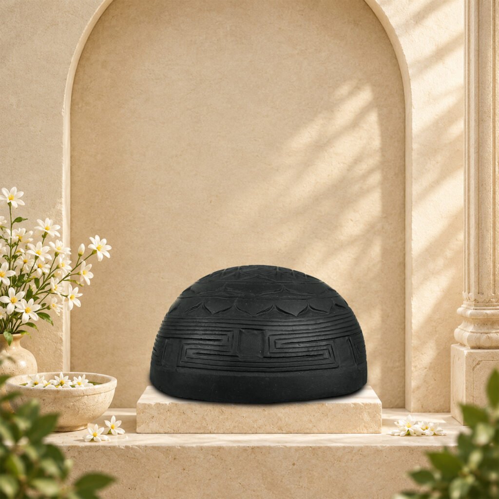 Kurma Prishtha Shri Yantra Carved on Natural Shaligram Stone (Piece 1)