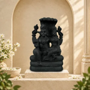 Sitting Vishnu Laxmi Ji on Sheshnag on Natural Shaligram Stone