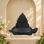 Meru Shri Yantra on Kurma (Tortoise) Carved on Natural Shaligram Stone