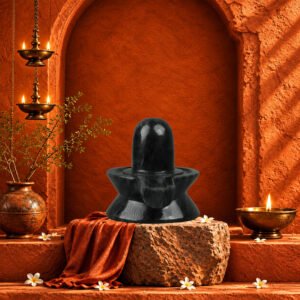 Shivling Carved on Natural Shaligram Stone