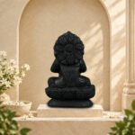 Sitting Hanuman Ji in Namaskar Mudra on Natural Shaligram Stone