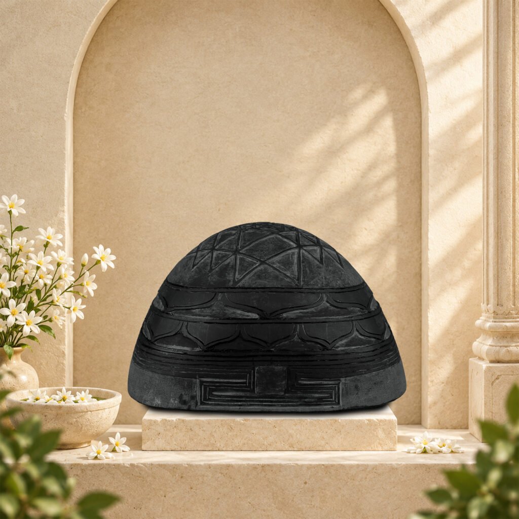 Kurma Prishtha Shri Yantra Carved on Natural Shaligram Stone (Piece 2)