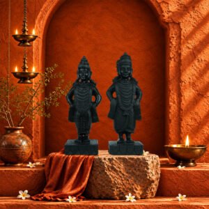 Vitthal Rukmini Ji on Natural Shaligram Stone (Piece 1)
