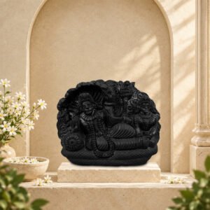 Sleeping Vishnu Laxmi Ji with Brahma Ji on Natural Shaligram Stone (Piece 3)