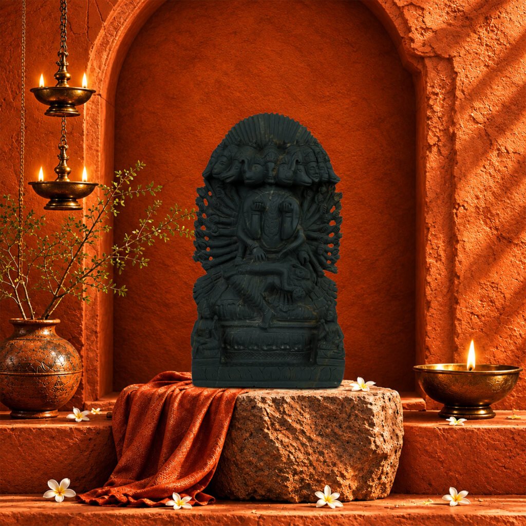 Lord Vishnu in Vishvarupa Form on Natural Shaligram Stone (Piece 1)
