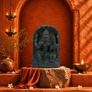 Narasimha Laxmi Ji on Rare Red Natural Shaligram Stone