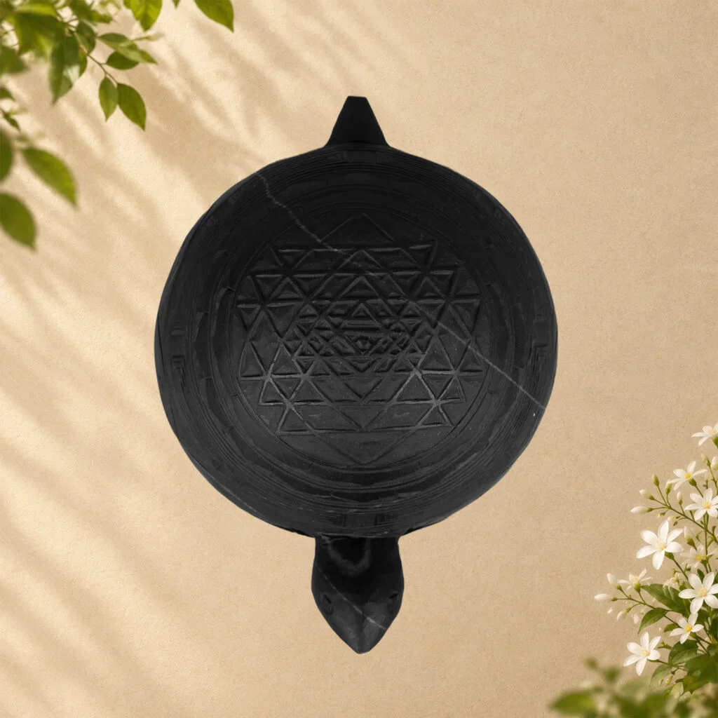 Kurma Avatar with Rekha Shri Yantra on Natural Shaligram Stone
